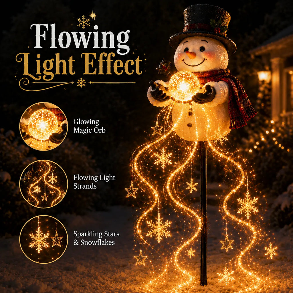 Snowman Magic Fountain Solar Christmas Light