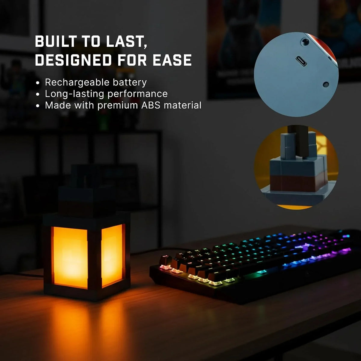 16-Color RGB Rechargeable Pixelated Lantern Night Light